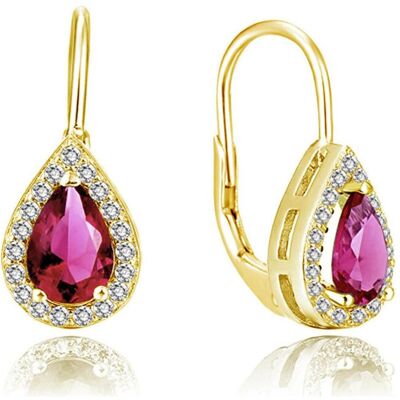 Beneto, Boucles d'oreilles, Boucles d'oreilles plaquées or avec zircons roses AGUC2230-GOLD, (Plaqué or) - Publicité Beneto, Boucles d'oreilles, Boucles d'oreilles plaquées or avec zircons roses AGUC2230-GOLD, (Plaqué or) - Publicité