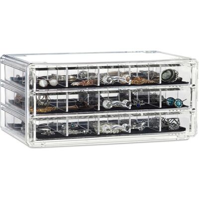 Relaxdays, Rangement pour montres + bijoux, Organisateur de maquillage Make-Up, Transparent - Publicité Relaxdays, Rangement pour montres + bijoux, Organisateur de maquillage Make-Up, Transparent - Publicité