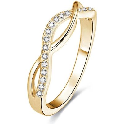 Beneto, Bague, Bague en argent plaqué or avec cristaux AGG192 - Circuit : 52 mm (L), (52, Argent 925) - Publicité Beneto, Bague, Bague en argent plaqué or avec cristaux AGG192 - Circuit : 52 mm (L), (52, Argent 925) - Publicité