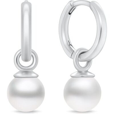 Brilio, Boucles d'oreilles, Silver - Boucles d'oreilles hoop en argent 2 en 1 avec perle synthétique Majorica EA988W - Publicité Brilio, Boucles d'oreilles, Silver - Boucles d'oreilles hoop en argent 2 en 1 avec perle synthétique Majorica EA988W - Publicité