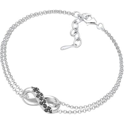 Elli, Bracelet, Bracelet Infinity Élégant avec Diamants Noirs, Symbole d'Éternité, (Argent sterling 925) - Publicité Elli, Bracelet, Bracelet Infinity Élégant avec Diamants Noirs, Symbole d'Éternité, (Argent sterling 925) - Publicité