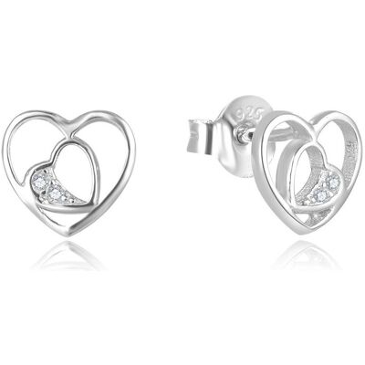 Beneto, Boucles d'oreilles, Romantic silver heart earrings AGUP2688 (L) - Publicité Beneto, Boucles d'oreilles, Romantic silver heart earrings AGUP2688 (L) - Publicité