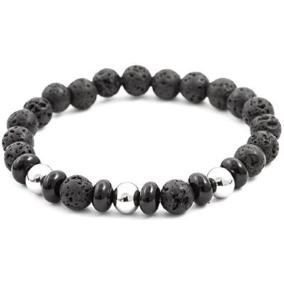 Beneto, Bracelet, Bracelet en pierre de lave et howlite MINK57 - Longueur : 17 cm (L), (17 cm, HOWLIT, Lave) - Publicité Beneto, Bracelet, Bracelet en pierre de lave et howlite MINK57 - Longueur : 17 cm (L), (17 cm, HOWLIT, Lave) - Publicité