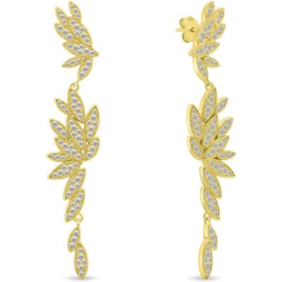 Brilio, Boucles d'oreilles, Silver - Long gold-plated earrings with zircons EA1135Y, (Argent) - Publicité Brilio, Boucles d'oreilles, Silver - Long gold-plated earrings with zircons EA1135Y, (Argent) - Publicité