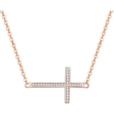 Beneto, Collier, Collier en argent plaqué or rose avec croix AGS196 / 47-ROSE (L), (Argent 925) - Publicité Beneto, Collier, Collier en argent plaqué or rose avec croix AGS196 / 47-ROSE (L), (Argent 925) - Publicité