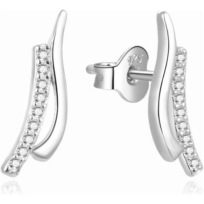 Beneto, Boucles d'oreilles, Élégants boucles d'oreilles longitudinales avec zircons AGUP1789L (L) - Publicité Beneto, Boucles d'oreilles, Élégants boucles d'oreilles longitudinales avec zircons AGUP1789L (L) - Publicité