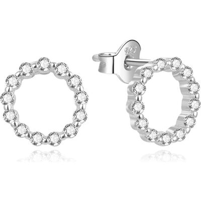 Beneto, Boucles d'oreilles, Boucles d'oreilles minimalistes en argent avec zircons AGUP2053 (L) - Publicité Beneto, Boucles d'oreilles, Boucles d'oreilles minimalistes en argent avec zircons AGUP2053 (L) - Publicité