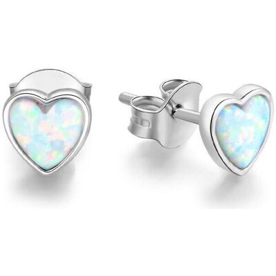 Beneto, Boucles d'oreilles, Boucles d'oreilles coeur en argent avec cristaux opalescents AGUP1185, (Argent) - Publicité Beneto, Boucles d'oreilles, Boucles d'oreilles coeur en argent avec cristaux opalescents AGUP1185, (Argent) - Publicité