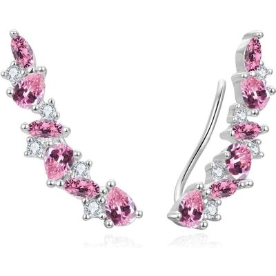 Beneto, Boucles d'oreilles, Charmantes boucles d'oreilles longues avec des zircons roses AGUP3299P - Publicité Beneto, Boucles d'oreilles, Charmantes boucles d'oreilles longues avec des zircons roses AGUP3299P - Publicité