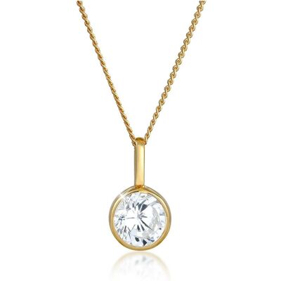 Elli, Collier, Collier élégant pour femme avec pendentif solitaire et cristaux de zircon, (Argent Sterling, Or jaune 585, 45 cm) - Publicité Elli, Collier, Collier élégant pour femme avec pendentif solitaire et cristaux de zircon, (Argent Sterling, Or jaune 585, 45 cm) - Publicité
