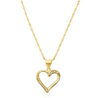 Beneto, Collier, Collier en argent plaqué or avec coeur AGS289 / 47-GOLD (chaîne. pendentif) (L), (Argent) - Publicité Beneto, Collier, Collier en argent plaqué or avec coeur AGS289 / 47-GOLD (chaîne. pendentif) (L), (Argent) - Publicité