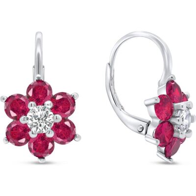 Beneto, Boucles d'oreilles, Brilio Silver - Boucles d'oreilles élégantes en argent avec zircons rouges Fleurs EA307WR - Publicité Beneto, Boucles d'oreilles, Brilio Silver - Boucles d'oreilles élégantes en argent avec zircons rouges Fleurs EA307WR - Publicité