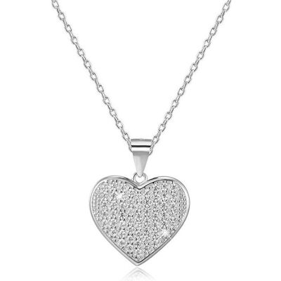 Beneto, Collier, Collier en argent avec coeur AGS122 / 48, (Argent) - Publicité Beneto, Collier, Collier en argent avec coeur AGS122 / 48, (Argent) - Publicité