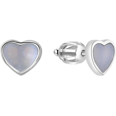 Beneto, Boucles d'oreilles, Boucles d'oreilles coeur en argent avec mère de perle AGUP1653S (L) - Publicité Beneto, Boucles d'oreilles, Boucles d'oreilles coeur en argent avec mère de perle AGUP1653S (L) - Publicité