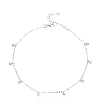 Beneto, Bracelet de cheville + bague d'orteil, Beau bracelet de cheville en argent avec zircons AGN33, (Argent) - Publicité Beneto, Bracelet de cheville + bague d'orteil, Beau bracelet de cheville en argent avec zircons AGN33, (Argent) - Publicité