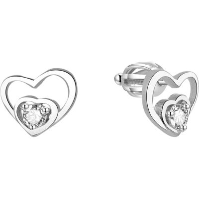 Beneto, Boucles d'oreilles, Boucles d'oreilles coeur en argent AGUP1472S - Publicité Beneto, Boucles d'oreilles, Boucles d'oreilles coeur en argent AGUP1472S - Publicité