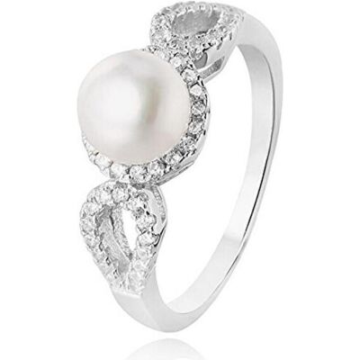 Beneto, Bague, Bague en argent avec cristaux et perle réelle AGG205 - Circuit : 54 mm, (54) - Publicité Beneto, Bague, Bague en argent avec cristaux et perle réelle AGG205 - Circuit : 54 mm, (54) - Publicité