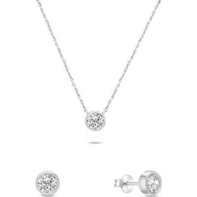 Brilio, Parure, Argent - Parure de bijoux modernes en argent avec zircons SET220W (boucles d'oreilles. collier), Argent - Publicité Brilio, Parure, Argent - Parure de bijoux modernes en argent avec zircons SET220W (boucles d'oreilles. collier), Argent - Publicité