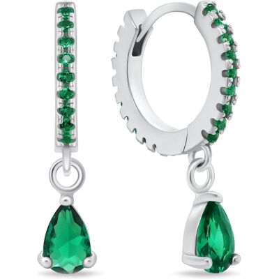 Brilio, Boucles d'oreilles, Silver - Boucles d'oreilles hoop en argent avec zircons verts EA757WG, (Argent) - Publicité Brilio, Boucles d'oreilles, Silver - Boucles d'oreilles hoop en argent avec zircons verts EA757WG, (Argent) - Publicité