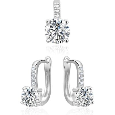 Beneto, Parure, Élégante parure de bijoux avec zirconium AGSET359 (pendentif. boucles d'oreilles), Argent - Publicité Beneto, Parure, Élégante parure de bijoux avec zirconium AGSET359 (pendentif. boucles d'oreilles), Argent - Publicité