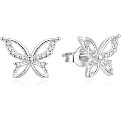 Beneto, Boucles d'oreilles, Charm boucles d'oreilles en argent Papillons AGUP757L, (Argent) - Publicité Beneto, Boucles d'oreilles, Charm boucles d'oreilles en argent Papillons AGUP757L, (Argent) - Publicité