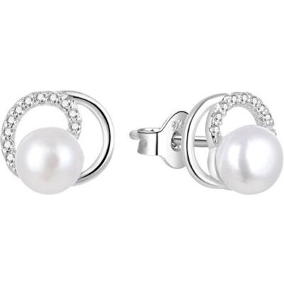 Beneto, Boucles d'oreilles, Boucles d'oreilles élégantes en perle avec zircons AGUP1321PL (L) - Publicité Beneto, Boucles d'oreilles, Boucles d'oreilles élégantes en perle avec zircons AGUP1321PL (L) - Publicité
