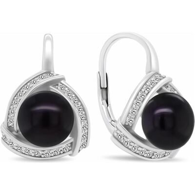 Brilio, Boucles d'oreilles, Silver - Luxurious silver earrings withack pearl EA393WBC, (Argent) - Publicité Brilio, Boucles d'oreilles, Silver - Luxurious silver earrings withack pearl EA393WBC, (Argent) - Publicité