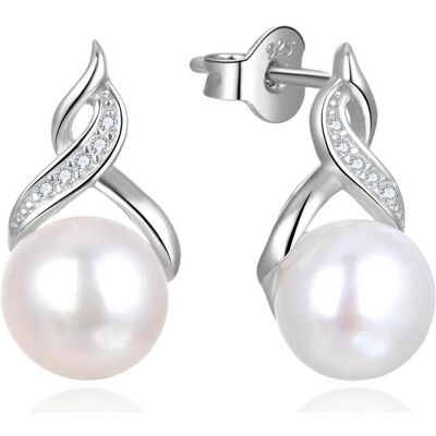 Beneto, Boucles d'oreilles, Boucles d'oreilles de luxe en perle avec zircons AGUP2616P-WHITE - Publicité Beneto, Boucles d'oreilles, Boucles d'oreilles de luxe en perle avec zircons AGUP2616P-WHITE - Publicité