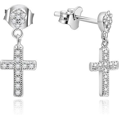 Beneto, Boucles d'oreilles, Boucles d'oreilles en argent croisé avec rhinestones AGUP1176, (Argent) - Publicité Beneto, Boucles d'oreilles, Boucles d'oreilles en argent croisé avec rhinestones AGUP1176, (Argent) - Publicité