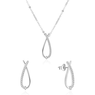 Beneto, Boucles d'oreilles, - Dazzling jewelry set with zircons AGSET186R (necklace. earrings) (L) - Publicité Beneto, Boucles d'oreilles, - Dazzling jewelry set with zircons AGSET186R (necklace. earrings) (L) - Publicité
