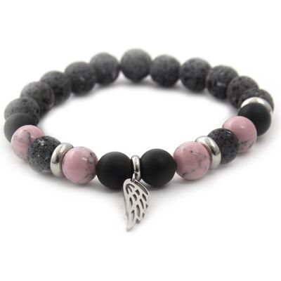 Beneto, Bracelet, Bracelet en pierre de lave, howlite et agate MINK98 / 17, (Agate, HOWLIT, Pierre de lave) - Publicité Beneto, Bracelet, Bracelet en pierre de lave, howlite et agate MINK98 / 17, (Agate, HOWLIT, Pierre de lave) - Publicité