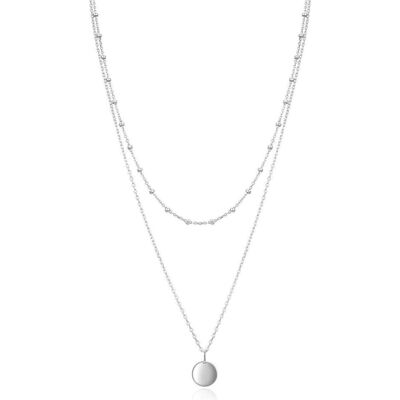 Beneto, Collier, Élégant double collier en argent AGS1518/55, (Argent) - Publicité Beneto, Collier, Élégant double collier en argent AGS1518/55, (Argent) - Publicité
