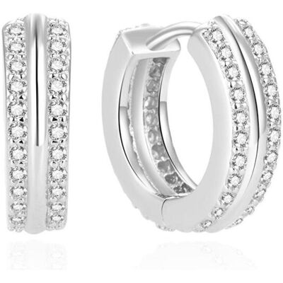 Beneto, Boucles d'oreilles, Boucles d'oreilles rondes en argent avec zircons AGUC2378L (L), (Argent) - Publicité Beneto, Boucles d'oreilles, Boucles d'oreilles rondes en argent avec zircons AGUC2378L (L), (Argent) - Publicité
