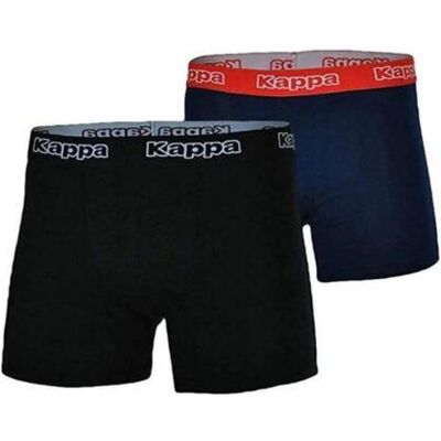 Kappa, Hommes, Sous-vêtements, Boxer, Bleu, Noir, (lot de 2, M) - Publicité Kappa, Hommes, Sous-vêtements, Boxer, Bleu, Noir, (lot de 2, M) - Publicité