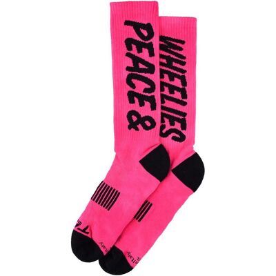 Troy Lee Design - Performance Peace & Wheelies - Fuchsia - L/XL - Socks - Publicité Troy Lee Design - Performance Peace & Wheelies - Fuchsia - L/XL - Socks - Publicité