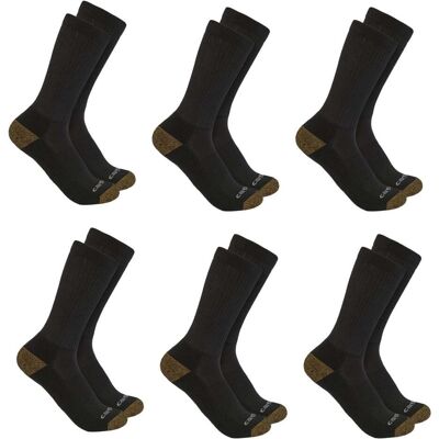 Carhartt, Hommes, Chaussettes, Lot de 6 paires de chaussettes mi-épaisseur à col ras du cou, Noir, (paquet de 6, XL) - Publicité Carhartt, Hommes, Chaussettes, Lot de 6 paires de chaussettes mi-épaisseur à col ras du cou, Noir, (paquet de 6, XL) - Publicité