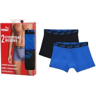Puma, Hommes, Sous-vêtements, Elements Herren Basic Boxershorts 2er-Pack, Bleu, (lot de 2, M) - Publicité Puma, Hommes, Sous-vêtements, Elements Herren Basic Boxershorts 2er-Pack, Bleu, (lot de 2, M) - Publicité