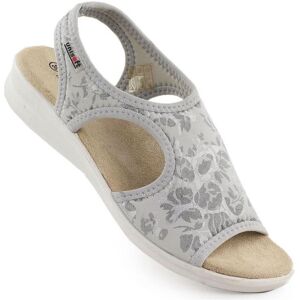 Unisoft, Femmes, Sandales, Women's elastic high heel sandals with floral pattern, gray 7196, Gris, Argent, (40) - Publicité Unisoft, Femmes, Sandales, Women's elastic high heel sandals with floral pattern, gray 7196, Gris, Argent, (40) - Publicité