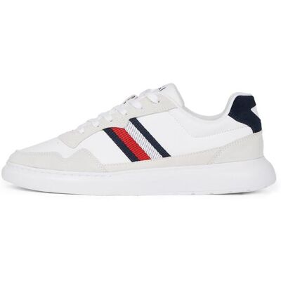 Tommy Hilfiger Hommes, Baskets, Light Cupsole Lth Mix Stripes, Blanc, (44) - Publicité Tommy Hilfiger Hommes, Baskets, Light Cupsole Lth Mix Stripes, Blanc, (44) - Publicité