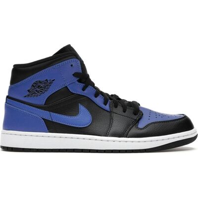 Jordan, Hommes, Baskets, 1 Mid Hyper Royal Tumbled Leather, Bleu, Blanc, Noir, (40.5) - Publicité Jordan, Hommes, Baskets, 1 Mid Hyper Royal Tumbled Leather, Bleu, Blanc, Noir, (40.5) - Publicité