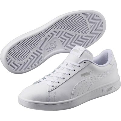 Puma, Unisexe, Baskets, Baskets en cuir Smash v2, Blanc, (45) - Publicité Puma, Unisexe, Baskets, Baskets en cuir Smash v2, Blanc, (45) - Publicité