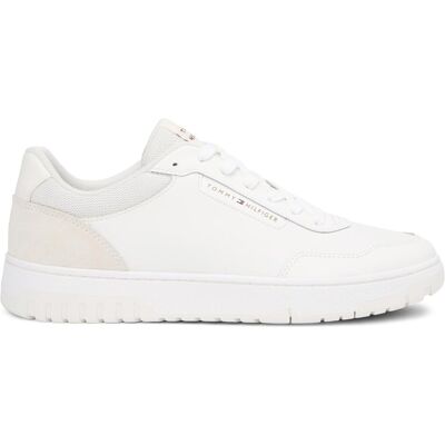 Tommy Hilfiger Hommes, Baskets, Th Basket Core Lite Lth/Suede, Blanc, Jaune, (46) - Publicité Tommy Hilfiger Hommes, Baskets, Th Basket Core Lite Lth/Suede, Blanc, Jaune, (46) - Publicité