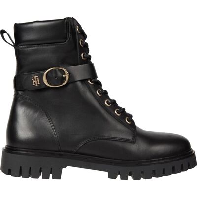 Tommy Hilfiger Femmes, Bottes, Botte à lacets avec boucle, Noir, (36, 38) - Publicité Tommy Hilfiger Femmes, Bottes, Botte à lacets avec boucle, Noir, (36, 38) - Publicité
