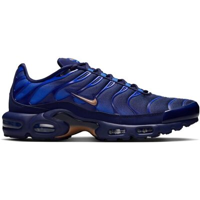 Nike, Hommes, Baskets, Air Max Plus, Bleu, Blanc, Noir, Gris, Cuivre, (46) - Publicité Nike, Hommes, Baskets, Air Max Plus, Bleu, Blanc, Noir, Gris, Cuivre, (46) - Publicité