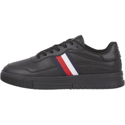 Tommy Hilfiger Hommes, Baskets, Supercup Leather Stripes - 60325, Noir, (46) - Publicité Tommy Hilfiger Hommes, Baskets, Supercup Leather Stripes - 60325, Noir, (46) - Publicité