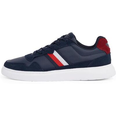 Tommy Hilfiger Hommes, Baskets, Light Cupsole Lth Mix Stripes, Bleu, (42) - Publicité Tommy Hilfiger Hommes, Baskets, Light Cupsole Lth Mix Stripes, Bleu, (42) - Publicité