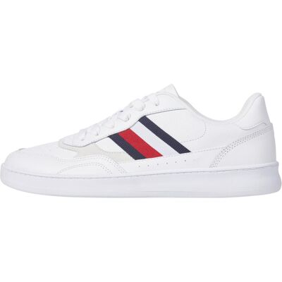 Tommy Hilfiger Hommes, Baskets, Court Cupsole Retro, Blanc, (44) - Publicité Tommy Hilfiger Hommes, Baskets, Court Cupsole Retro, Blanc, (44) - Publicité