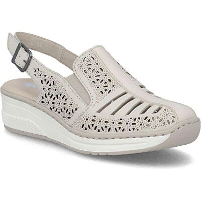 Rieker, Femmes, Sandales, Women's beige leather wedge sandals 48763-60, Beige, (41) - Publicité Rieker, Femmes, Sandales, Women's beige leather wedge sandals 48763-60, Beige, (41) - Publicité