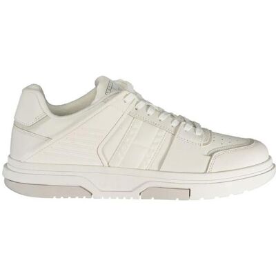 Tommy Hilfiger Hommes, Baskets, Bianco Poliuretano Men Sneaker, Blanc, (45) - Publicité Tommy Hilfiger Hommes, Baskets, Bianco Poliuretano Men Sneaker, Blanc, (45) - Publicité