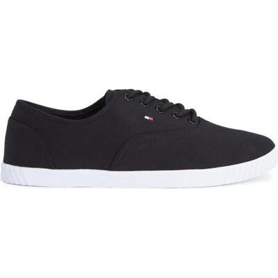 Tommy Hilfiger Baskets, Baskets à lacets en toile, Noir, (36) - Publicité Tommy Hilfiger Baskets, Baskets à lacets en toile, Noir, (36) - Publicité